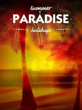 Sunset on the beach of sea. Stock Illustration