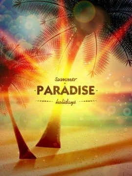 Sunset on the beach of sea. 스톡 일러스트