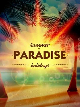 Sunset on the beach of sea. 库存插图