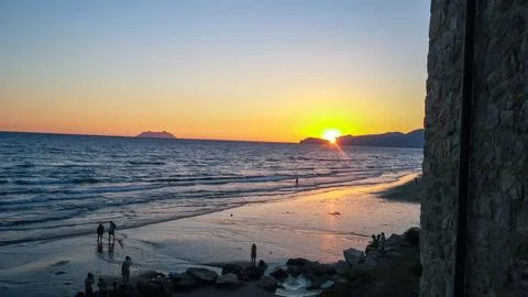 Sunset on the Beach: Serene Evening Landscape Stock Photos