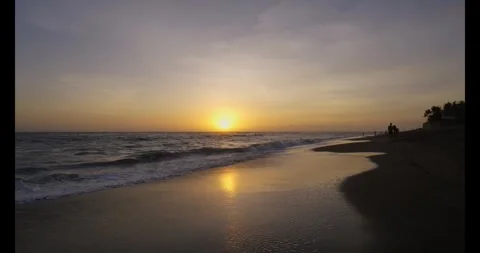 Sunset at the beach in Seseh, Bali - Slow Motion Stock Footage 302664530