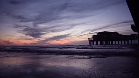 Sunset at the beach with a silhouette Stock Footage 201894890