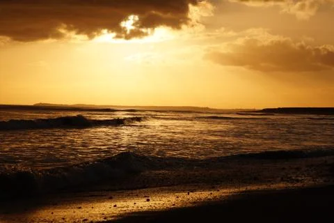 Sunset Beach Silhouette 库存照片