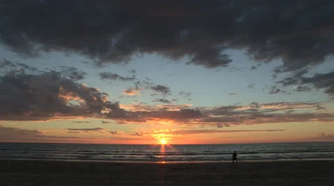 Sunset on a beach in South Australia Stock Footage 25932767