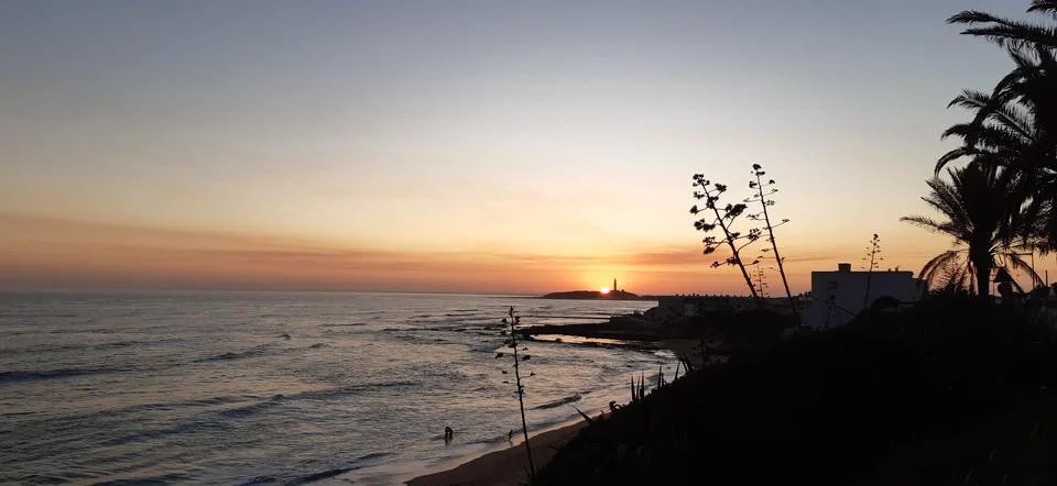 Sunset on a beach in Spain. Foto stock