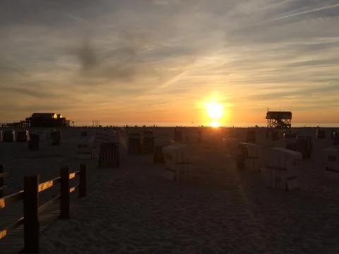 Sunset beach St. Peter-Ording Stock Photos