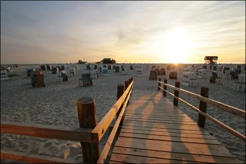 Sunset beach St. Peter-Ording Stock Photos