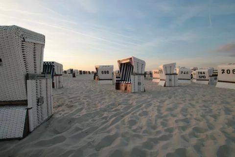 Sunset beach St. Peter-Ording Stock Photos