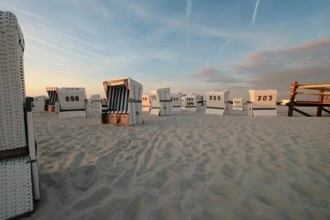 Sunset beach St. Peter-Ording Stock Photos