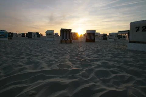Sunset beach St. Peter-Ording Stock Photos