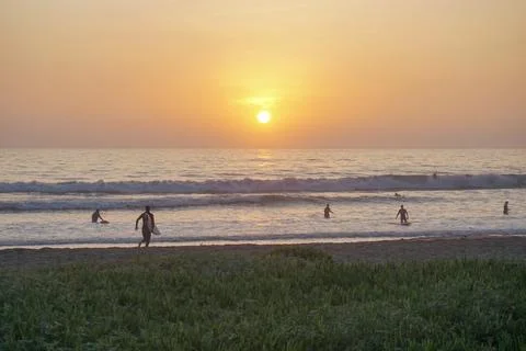 Sunset on the beach in summer Stock Photos