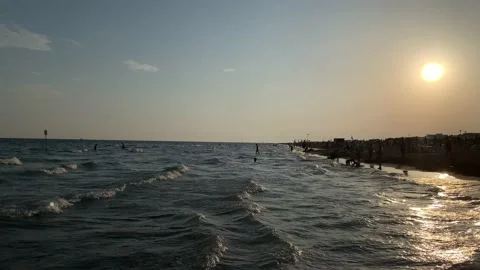 Sunset on the Beach with Sun Stock Footage 232020842