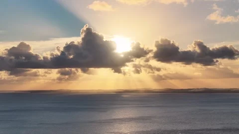 Sunset Beach. Sunset Landscape. Beachfront Rays Of Sun. Travel Destinations. Stock Footage 334075376