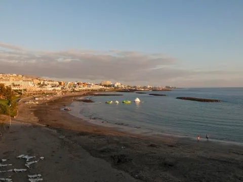 Sunset at beach in Tenerife Spain Stock Photos