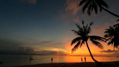 Sunset at the beach in Thailand Stock Footage 194445335