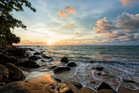Sunset at beach in Thailand Stock Photos