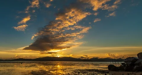 Sunset beach Time-lapse Stock Footage 93602519