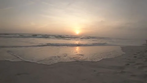 Sunset on the beach time-lapse Stock Footage 155956583
