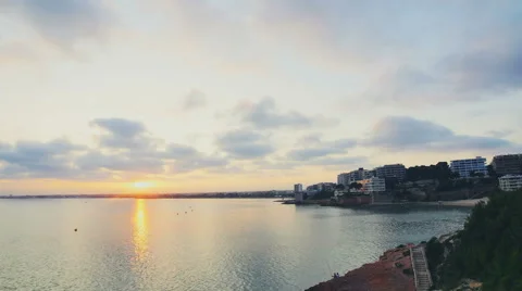 Sunset at Beach Time-lapse, moving clouds. Sea Stock Footage 64887131