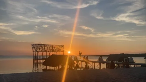 Sunset beach Timelapse Cuba Cayo Santa Maria Video stock 218978027