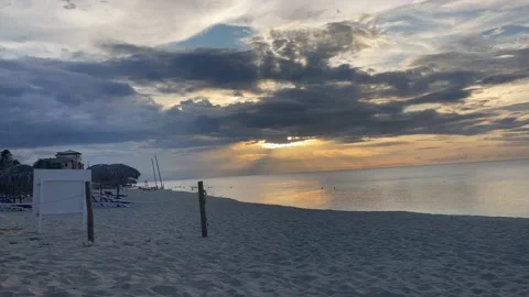 Sunset beach Timelapse Cuba Varadero Stock Footage 218978037