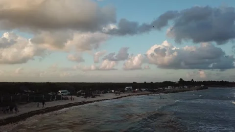 Sunset at the beach in Tulum, Mexico Stock Footage 261470037