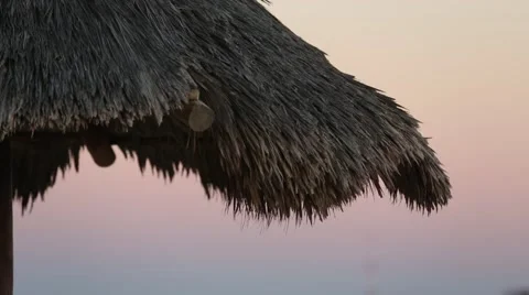 Sunset Beach Umbrella Video stock 68211130