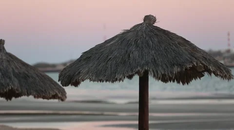Sunset Beach Umbrella  Video stock 68211151