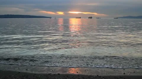 Sunset Beach in Vancouver BC Canada Stock Footage 8962476