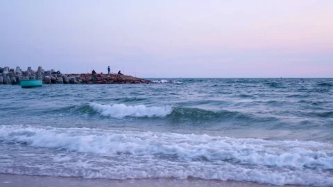 Sunset on a beach in Vietnam Stock Footage 94621139