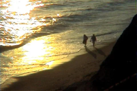 Sunset beach walk Stock Footage 367996