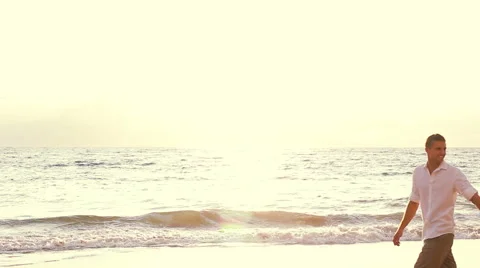 Sunset Beach Walk Stock Footage 52553172