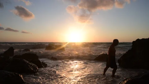 Sunset beach walk. Stock Footage 158900718