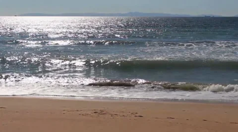 Sunset Beach Waves Crashing Stock Footage 35112719