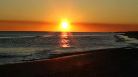 Sunset Beach Waves Stock Footage 21258109