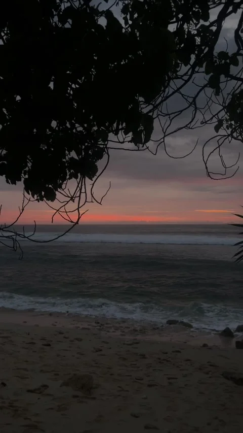 Sunset beach waves, sand, sea, calm atmosphere Stock Footage 316859598