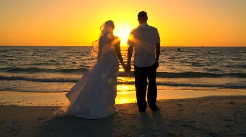 Sunset Beach Wedding Video stock 988062