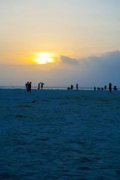 Sunset on beach in Zanzibar Stock Photos