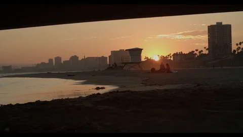 Sunset Beachgoers Stock Footage 114141927