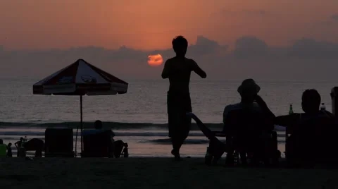 Sunset at beach,Kuta,Java,Indonesia Stock Footage 48848632