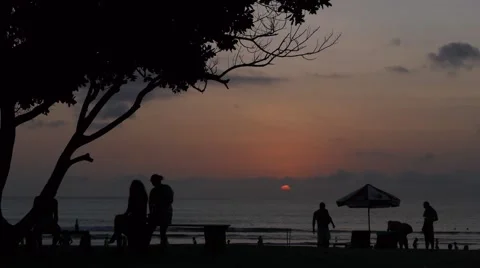 Sunset at beach,Kuta,Java,Indonesia Stock Footage 48848678