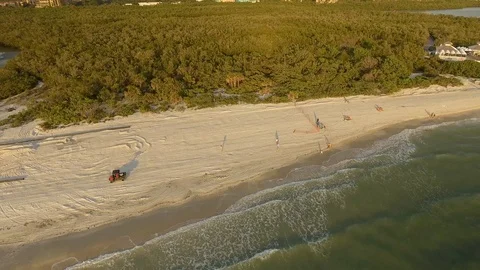 Sunset Beachsand Reconstruction Clam Pass Stock Footage 89855854