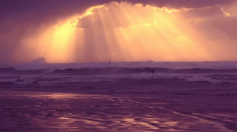 Sunset Beam over sea Video stock 35185856