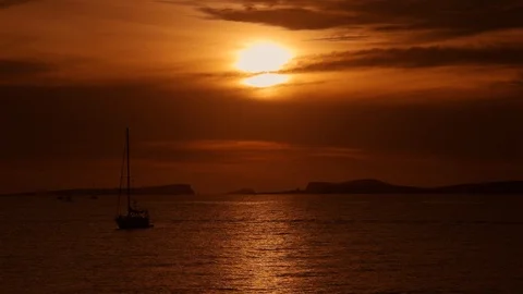 Sunset on a beautiful cloudy evening at paradise island Ibiza Stock-Footage 123087543