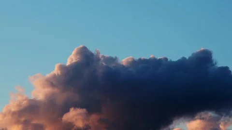 Sunset Beautiful Feather Cloud in The Blue Sky Timelapse Stock Footage 240054788