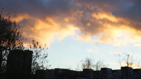 Sunset, beautiful fire clouds 1 Stock Footage 97796028