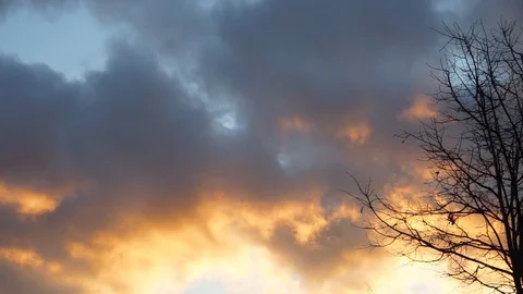Sunset, beautiful fire clouds 2 Stock Footage 97796030