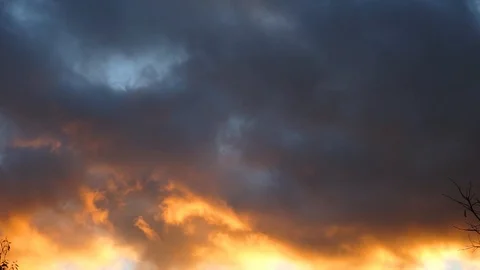 Sunset, beautiful fire clouds 4 Stock Footage 97796050