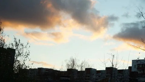 Sunset, beautiful fire clouds 5 Stock Footage 97796055