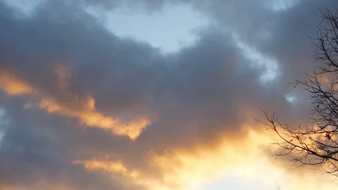 Sunset, beautiful fire clouds 6 Stock Footage 97796075